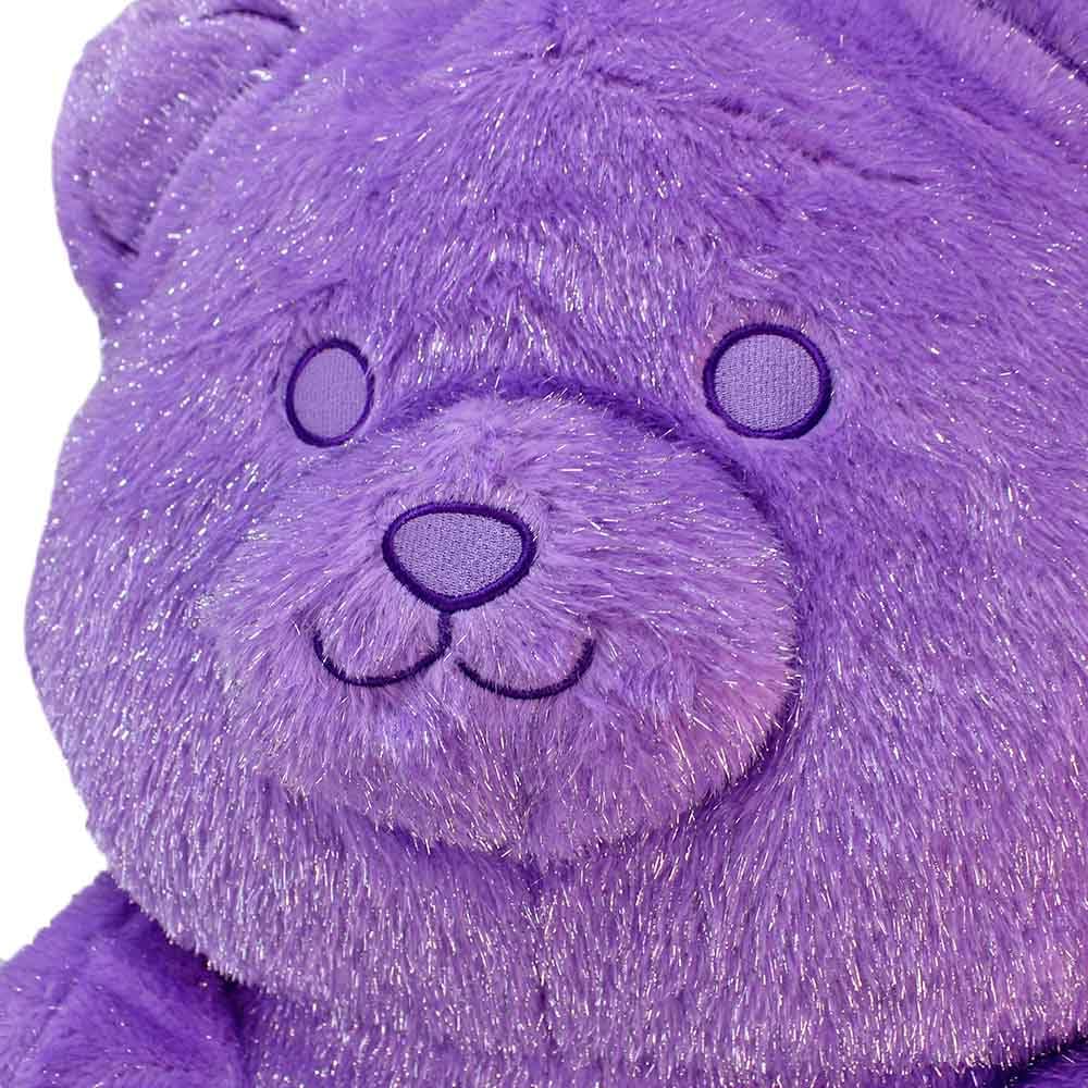 BEMIRO Glitzer Teddybär Plüschtier XXL 60 cm mit Aufhängeschlaufe (Lila) | Glänzende Oberfläche, Gesticktes Design, Blau, Grün oder Lila, Weich & Kuschelig, Langlebige Optik