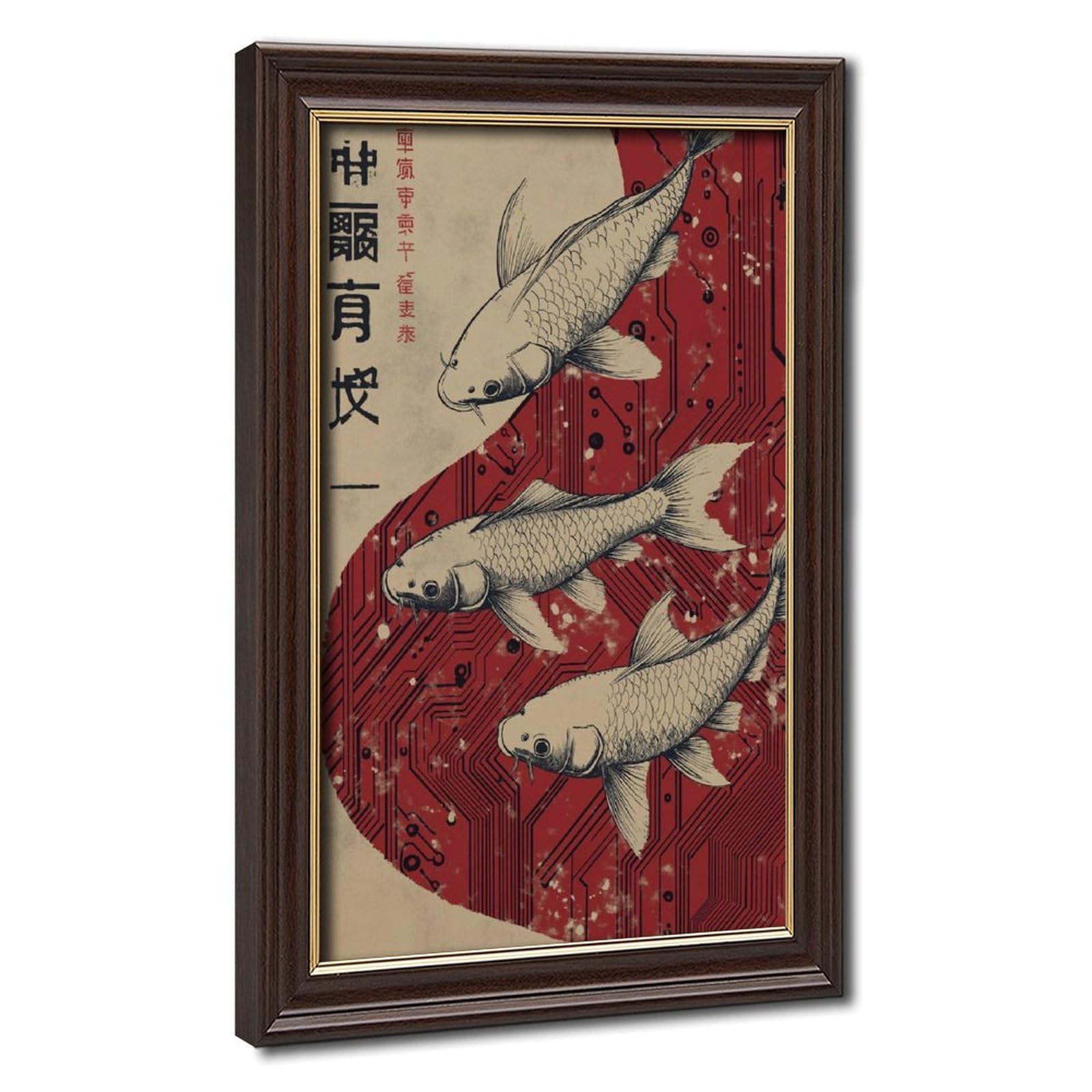 Bareronor Japanese Fish Poster (2) Canvas Poster Bedroom Decor Landscape Office Room Decor Gift 24" L X 36" W