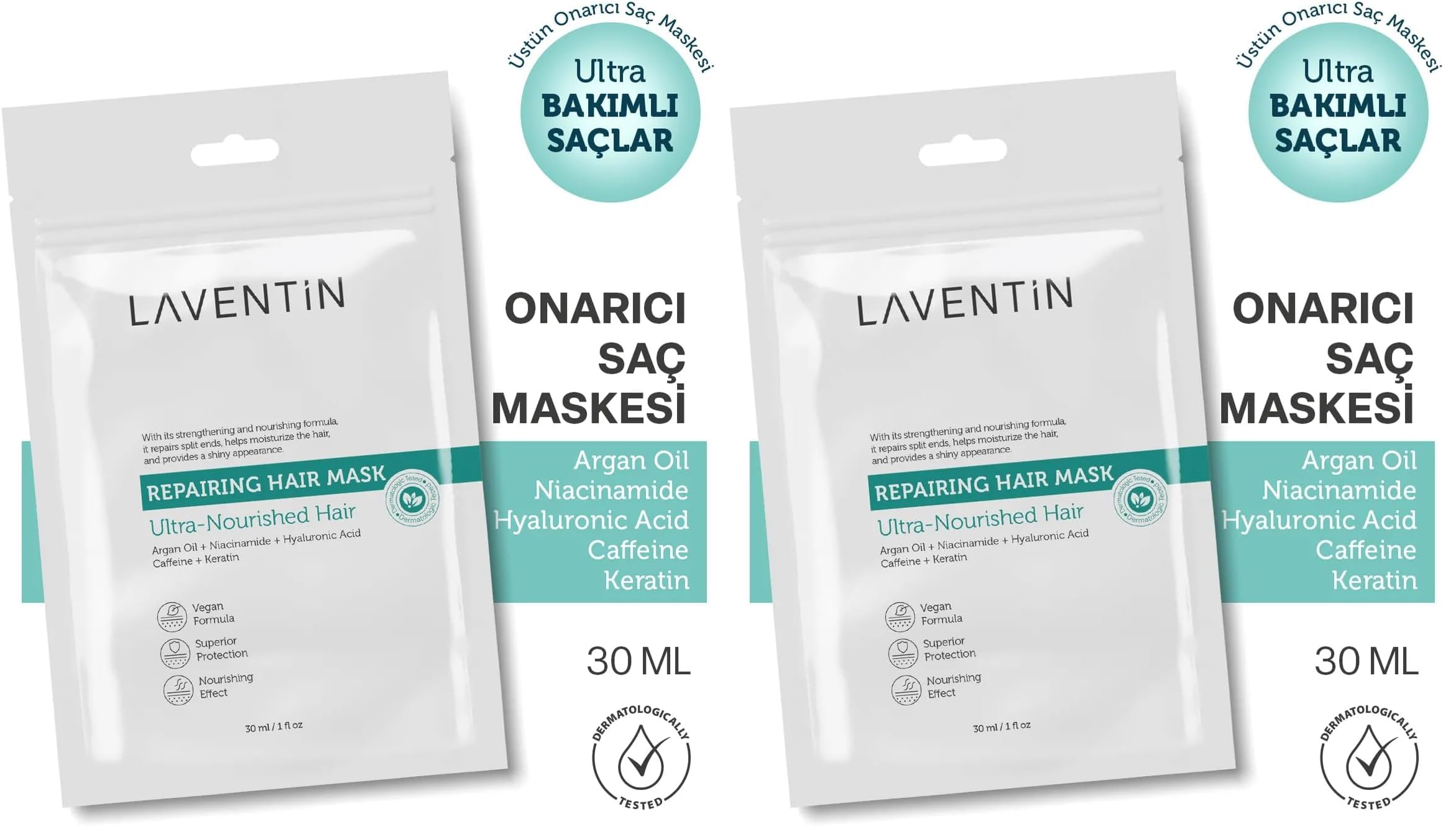 Laventin Aşırı Yıpranmış ve Dökülen Saçlar için Hızlı Saç Uzatan Besleyici Onarıcı Saç Maskesi (2 paketi)