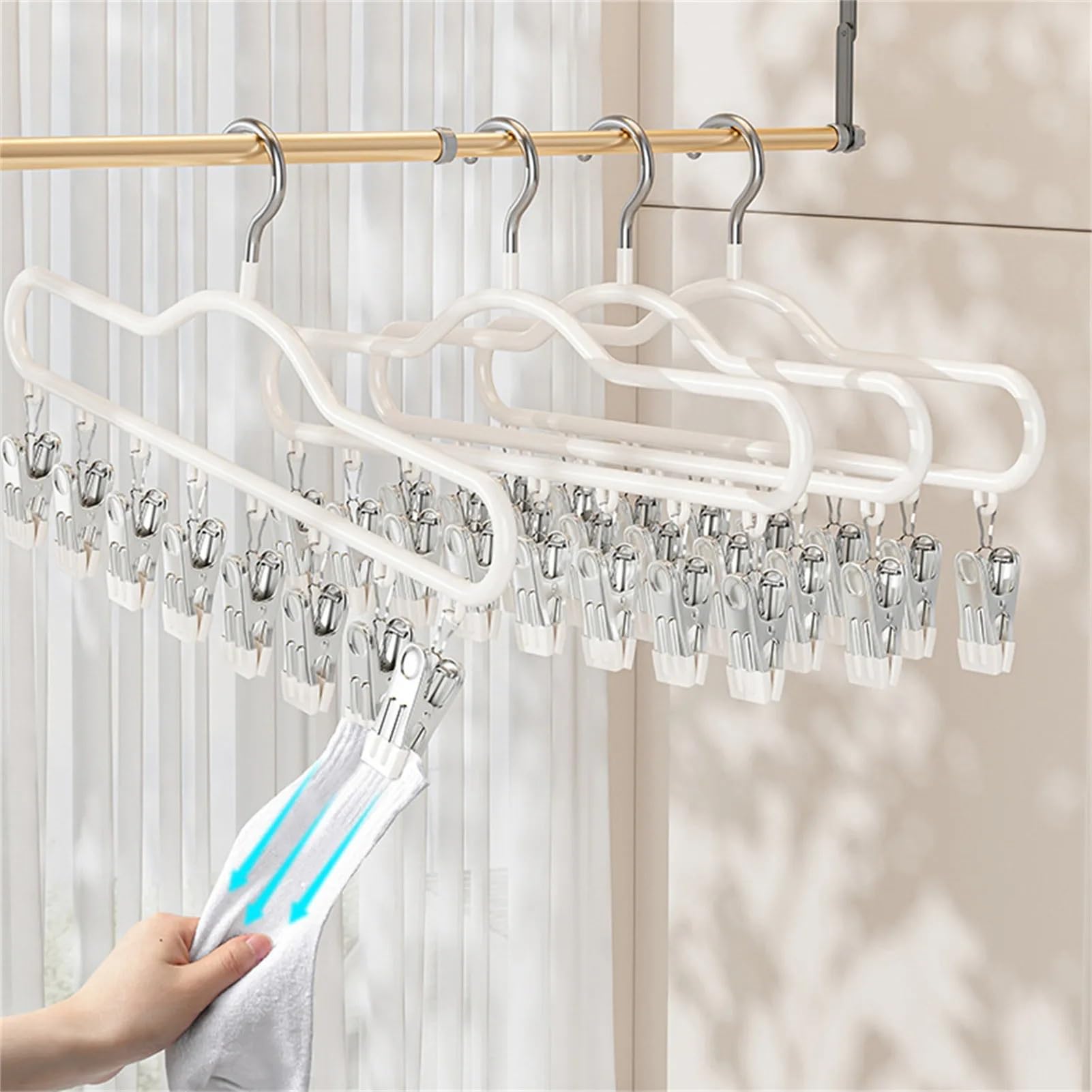 Sockentrockner 2 Stück Multi-Clip-Wäscheständer | Socken, Unterwäsche, Kleidung, mehrere Clips, platzsparende Aufbewahrung von Kappen(Green)