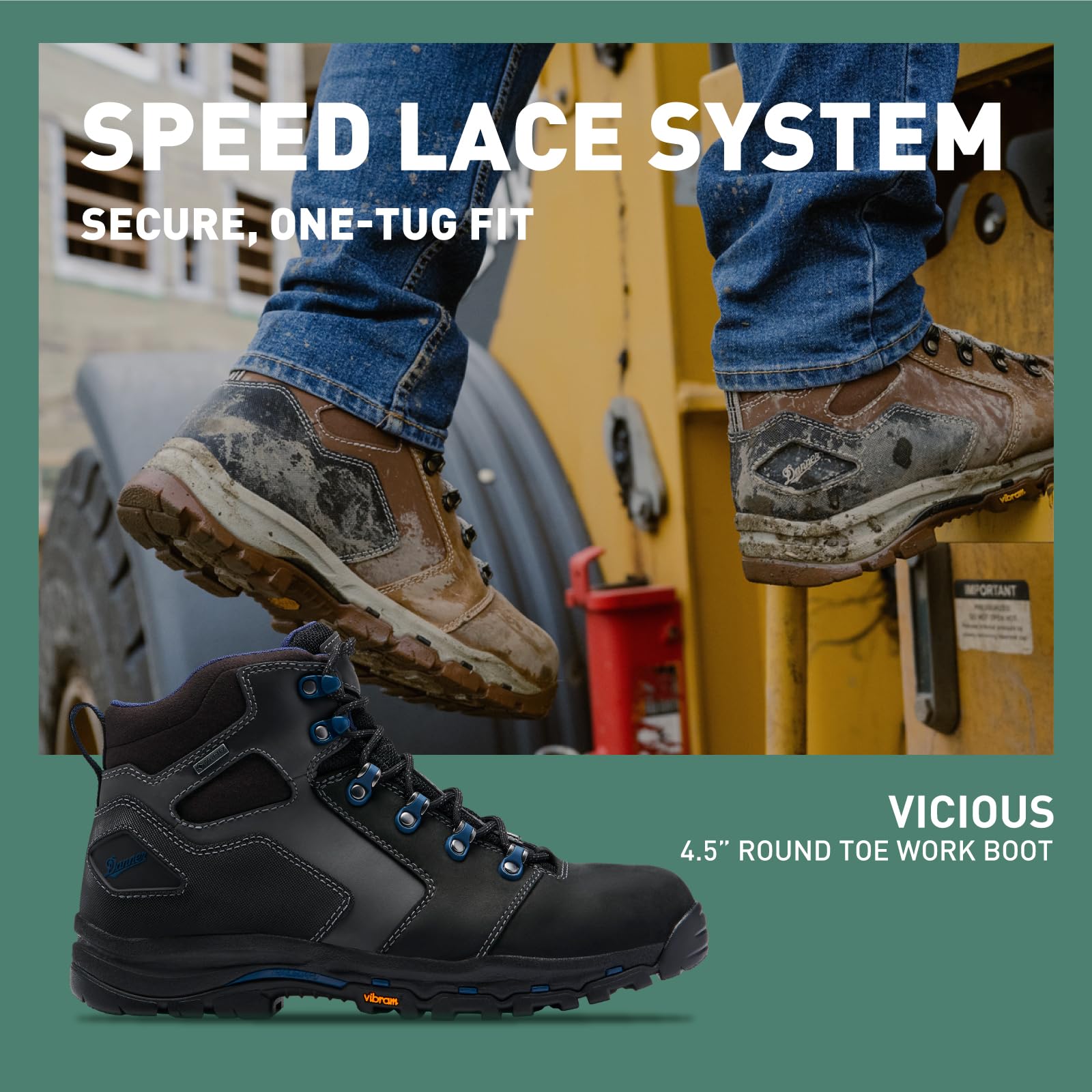 Danner Vicious Wodoodporne buty robocze 11,4 cm dla mężczyzn – skóra licowa z oddychającą podszewką Gore-Tex, system Speed Lace i antypoślizgowa podeszwa zewnętrzna na obcasie