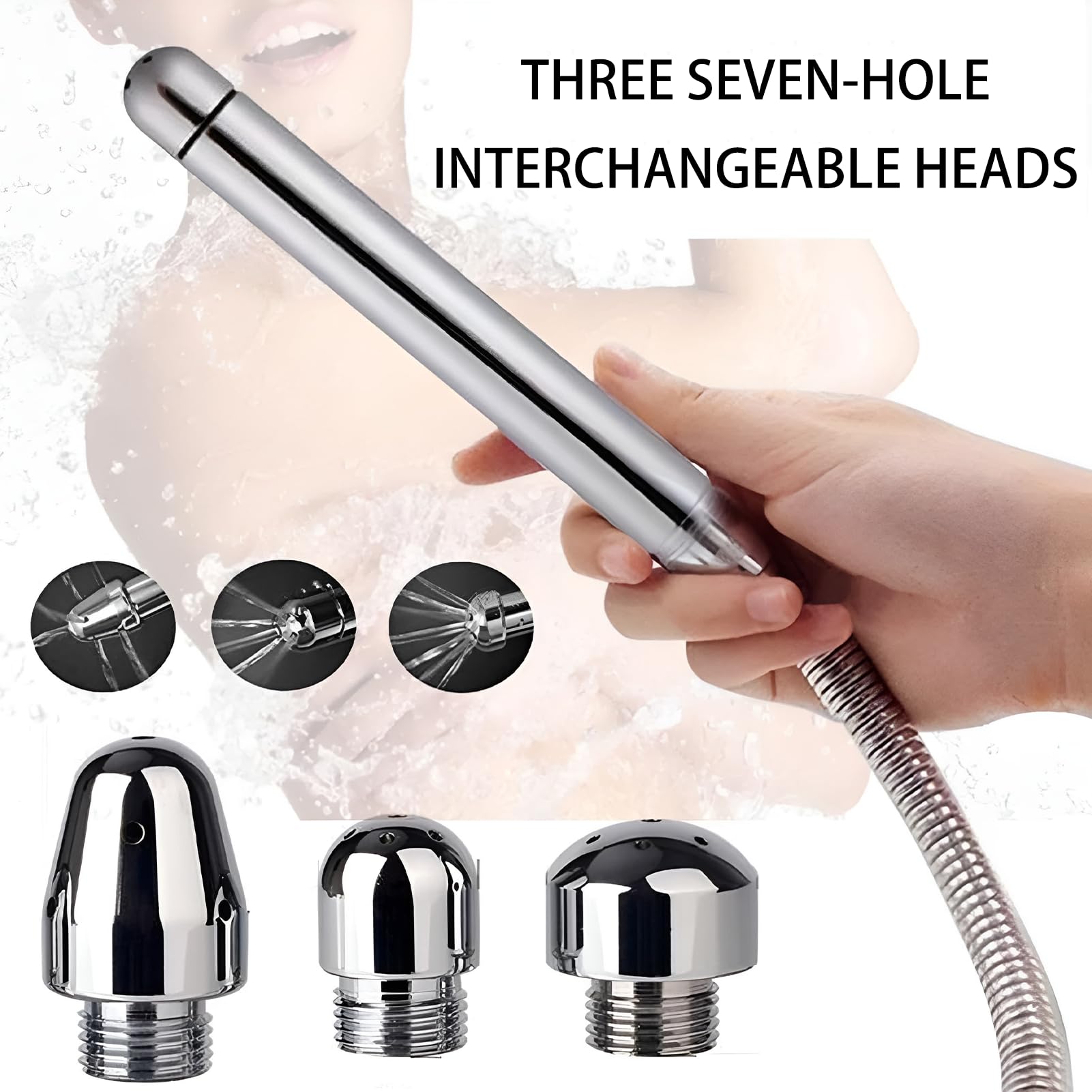 Kit Lavement Anal Avec 3 Embouts Douche En Aluminium + Sac Velours - Neuf, Marque LEADLOVE
