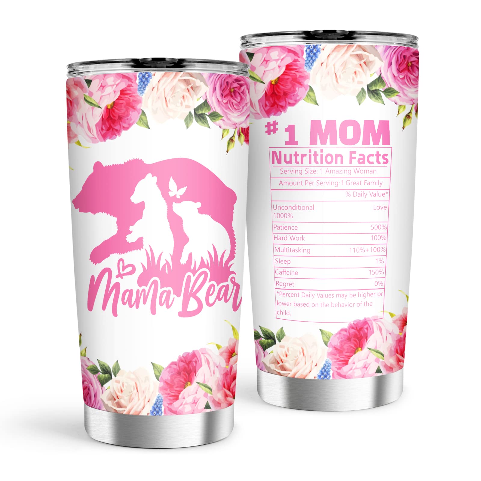 Purefly Gifts for Mom- Best Stainless Steel Tumbler, Mom Bear