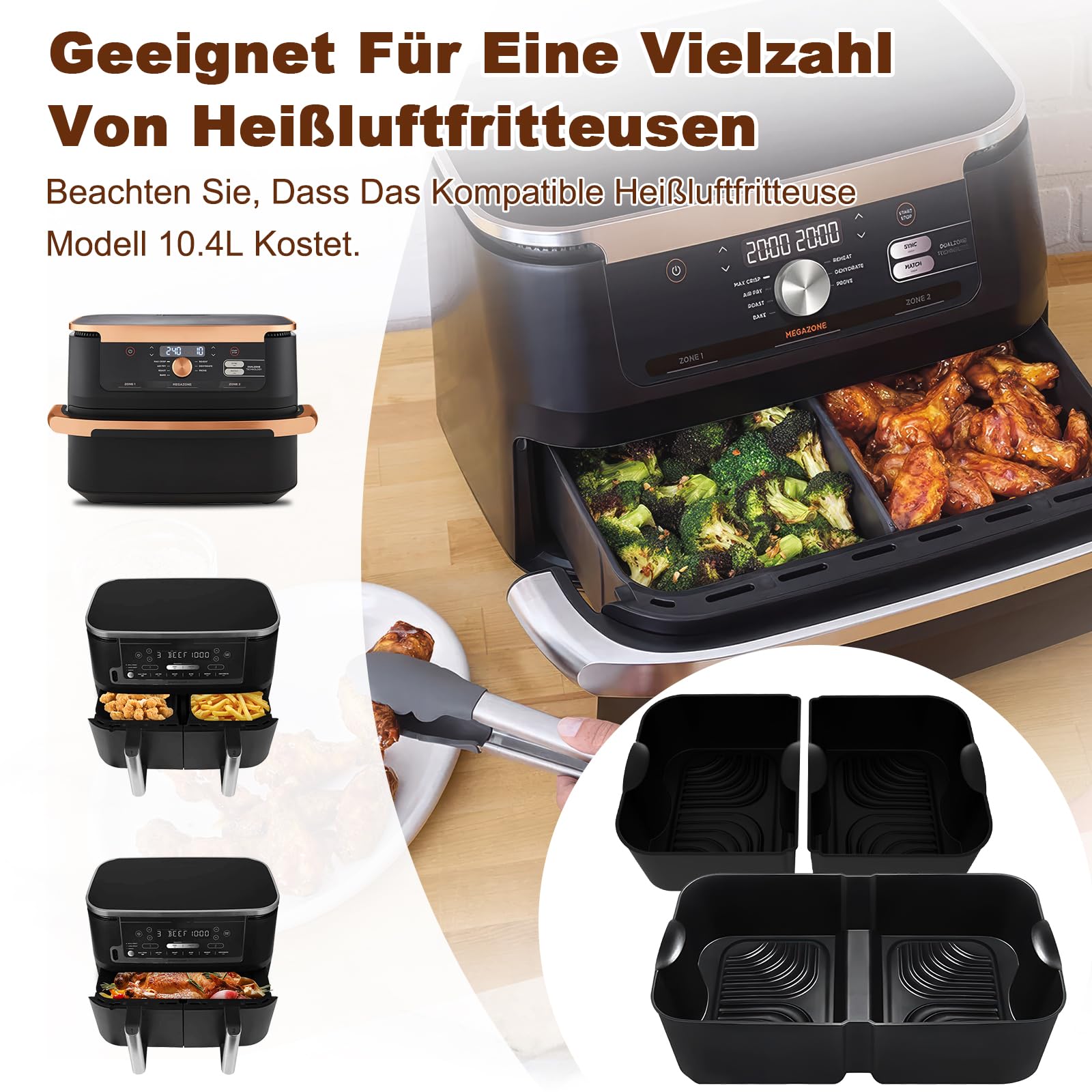 GMISUN Accessori per friggitrice ad aria calda, 10,4 l + 5,2 l + 5,2 l, 14 pezzi