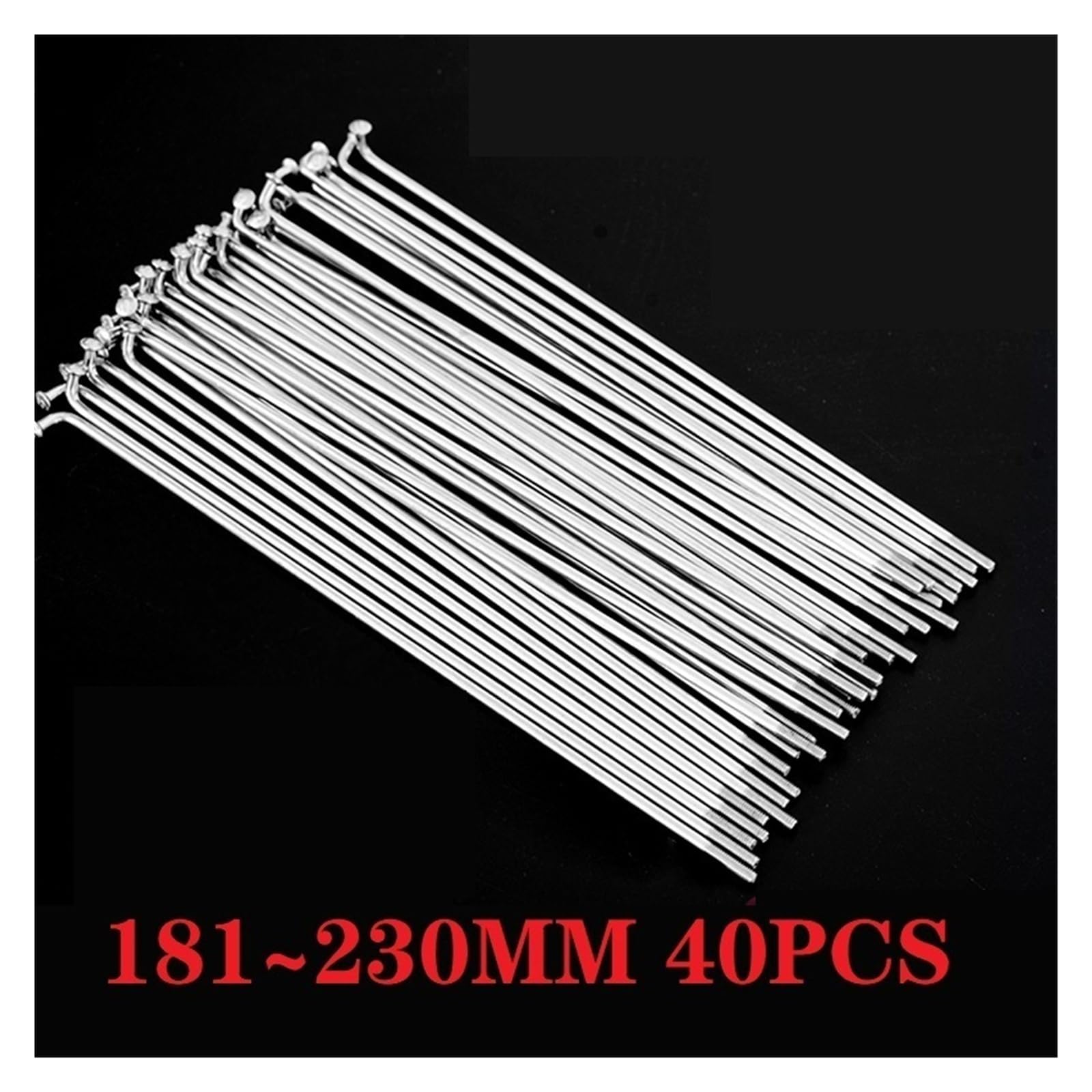 Raggi per bicicletta in acciaio inox argentato, 40 pezzi, 14 G, 181 mm-230 mm, con nippli in ottone, kit di riparazione di ricambio (220 mm)