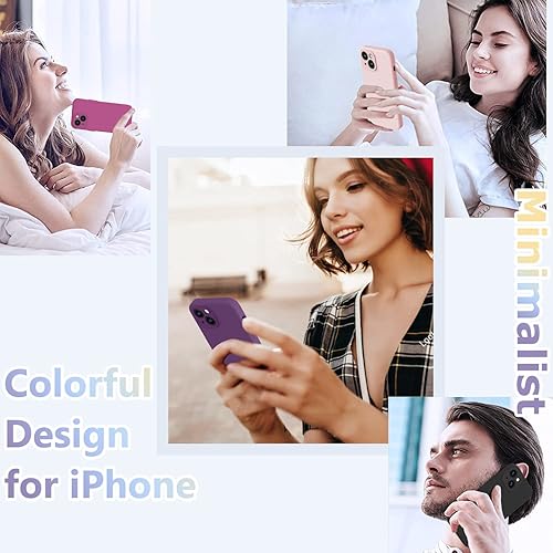 Miniatura 492 de BossKiss Funda compatible con iPhone 14 Pro, silicona mejorada [protección de cámara] [2 protectores de pantalla 9H], forro interior de microfibra
