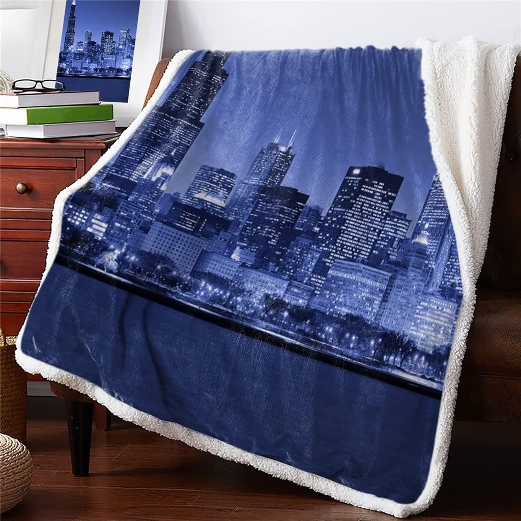 Nightscape Sherpa Blanket Thick Velvet Flannel Bedspreads Office Nap Throw Sofa Cover Bedding