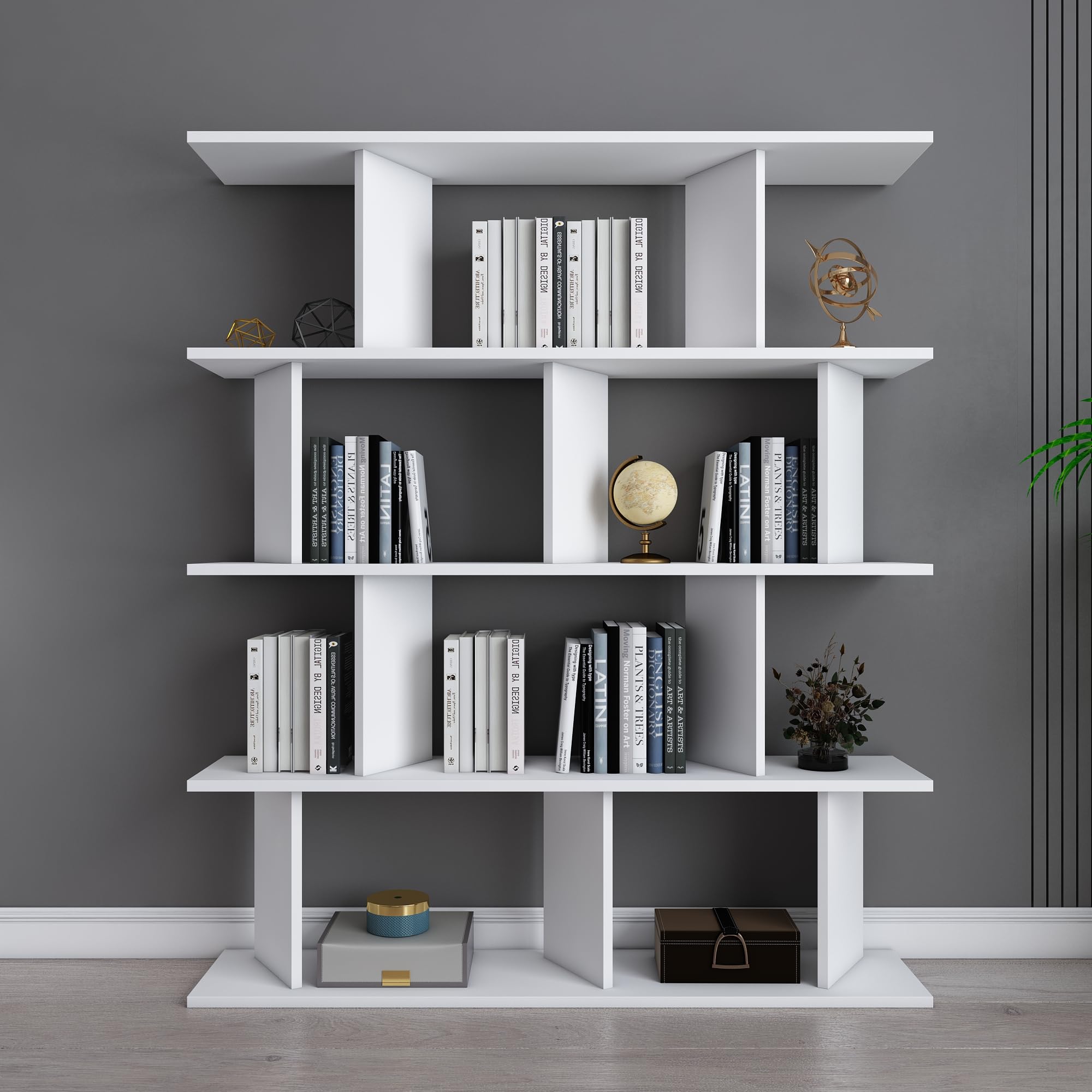 DECOROTIKA Grace 5-tier Bookcase Bookshelf Shelving Unit Display Unit (White)