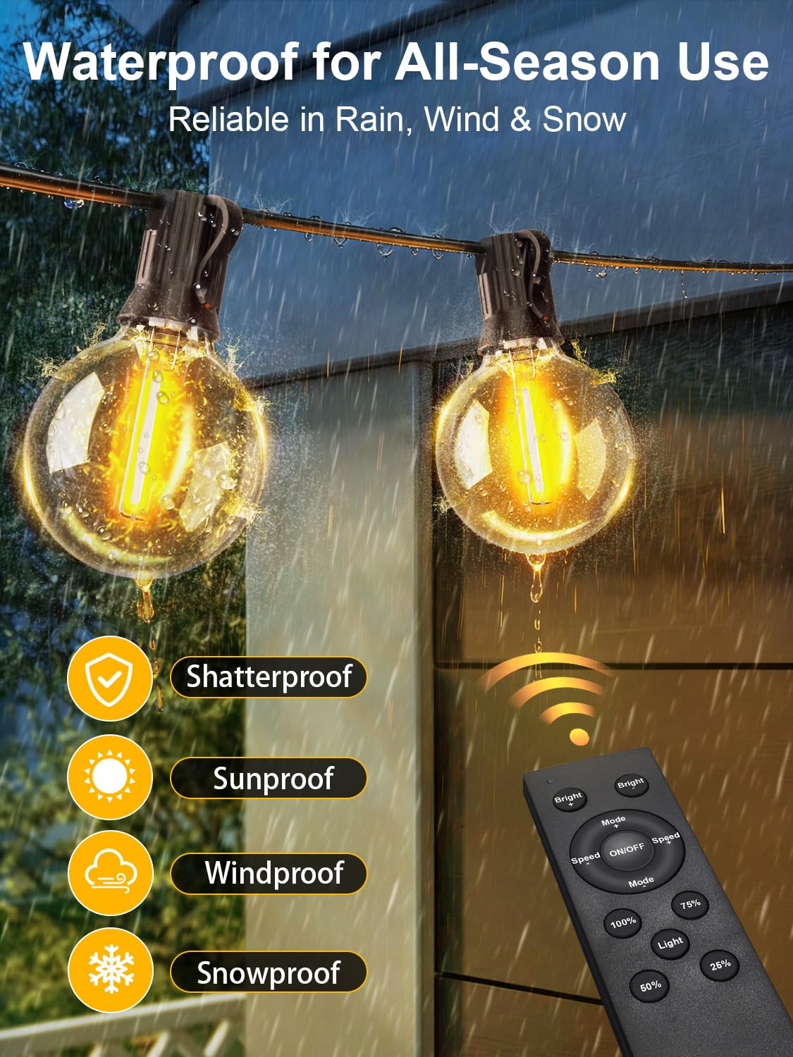 Guirlande Lumineuse Exterieure Dimmable, 30m Guirlande Guinguette Exterieur | APP et Télécommande, Musique Sync, Minuterie, 4 Modes, Étanche IP44, G40 LED Guirlande Led Exterieur pour Jardin Mariage Fête
