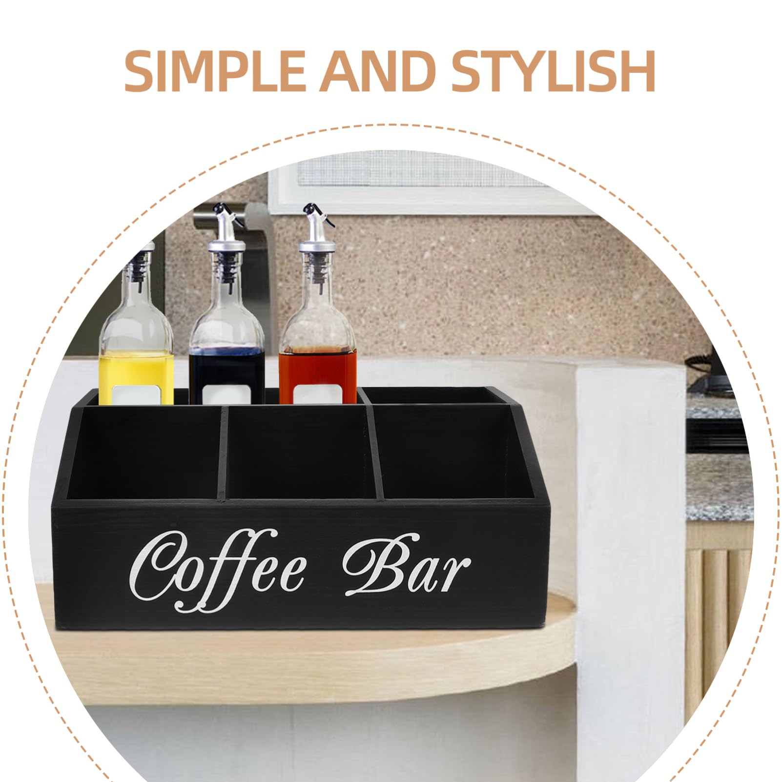 Kaffeestation -organizer Aus Holz Kaffeebar -aufbewahrungsbox Multifunktionale Organizer-box Für Arbeitsplatte Kaffee Und Tee -zubehör Strohhalme Und Taschentuchbox