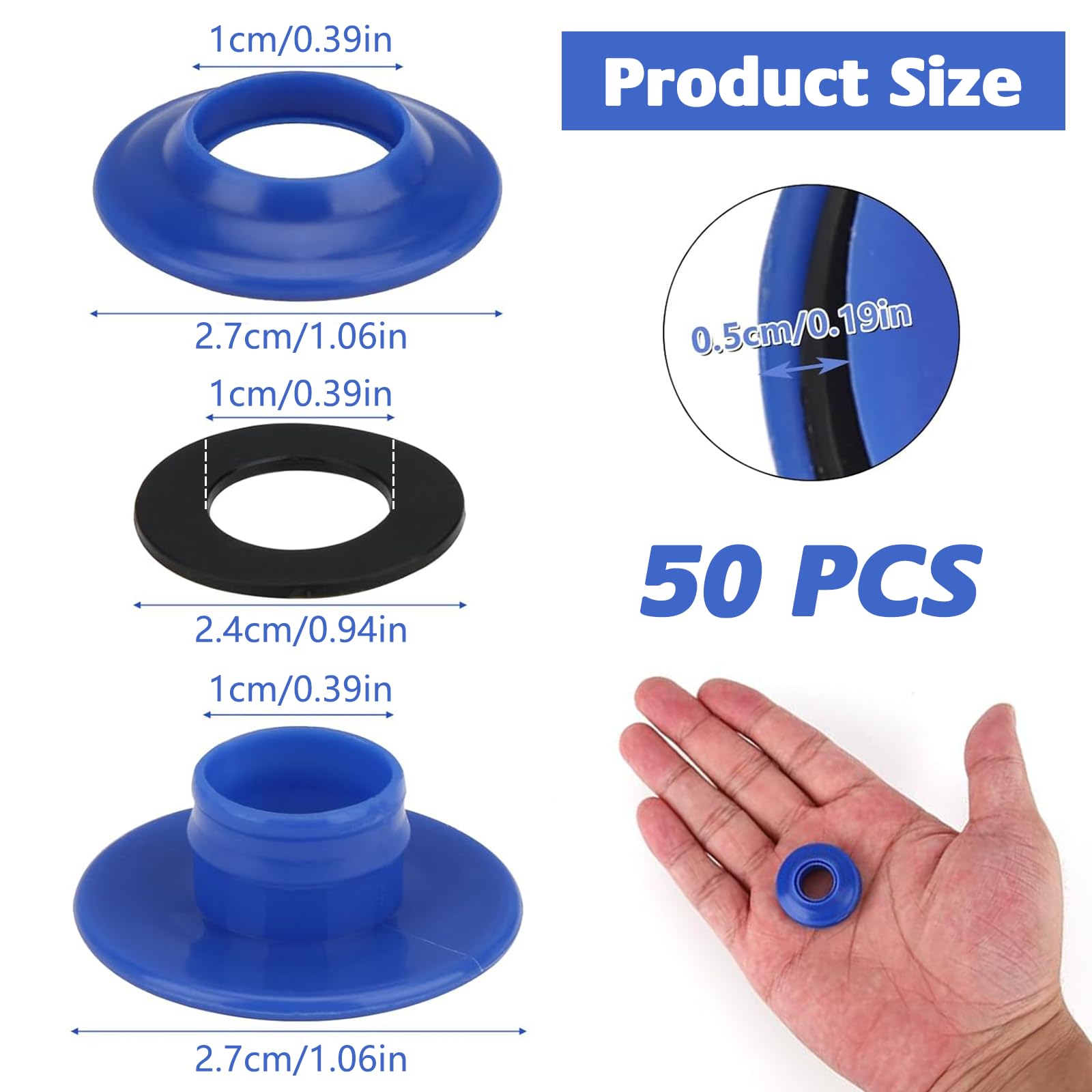 Occhielli In Plastica Per Teloni 50 Pezzi - Autosigillanti E Antiruggine Blu - Foto 6