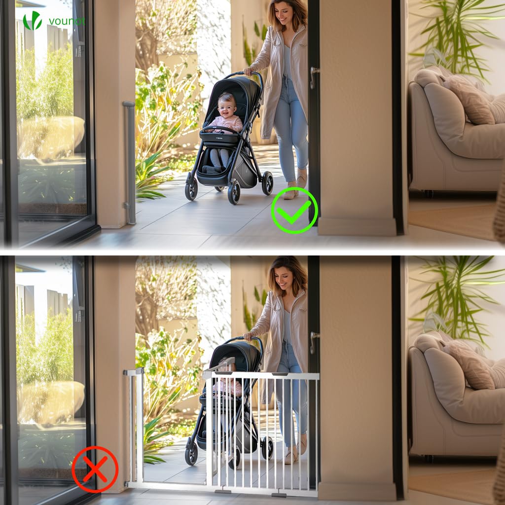 VOUNOT® Extra-Wide Retractable Stair Gate for Baby & Pets, Extends up to 180cm Wide, 96cm Tall, Silent One-Handed Operation - Image 3