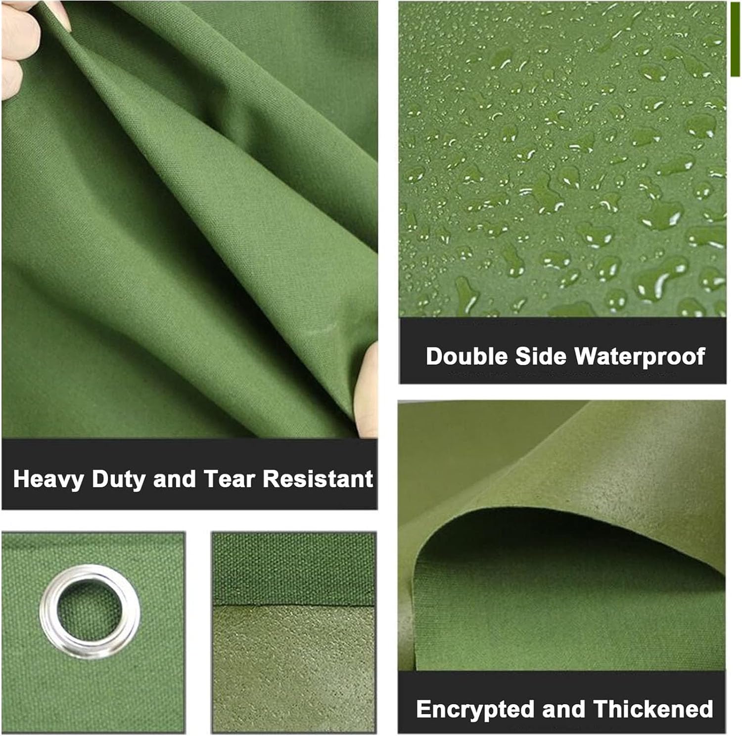Teloni, Telone Verde Resistente – Copertura Impermeabile Ispessita per Campeggio, Tenda e Uso Multiuso – Telone Resistente Antipioggia con Occhielli in Metallo (9,84x19,6 Piedi, Diverse dime