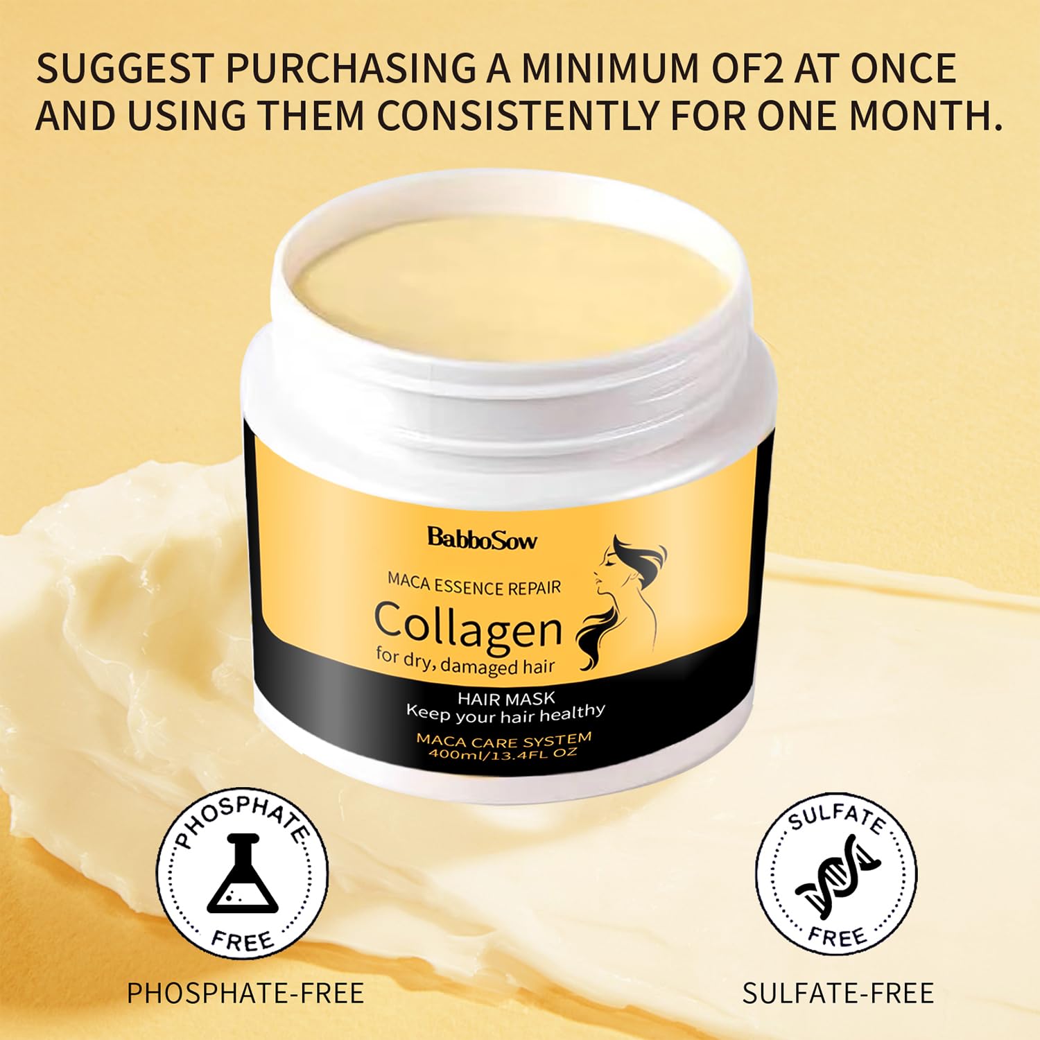 Hair Mask Collagen, Hair Masks for Dry Damaged Hair Argan Oil Collagen Hair Mask Essence - Image 2