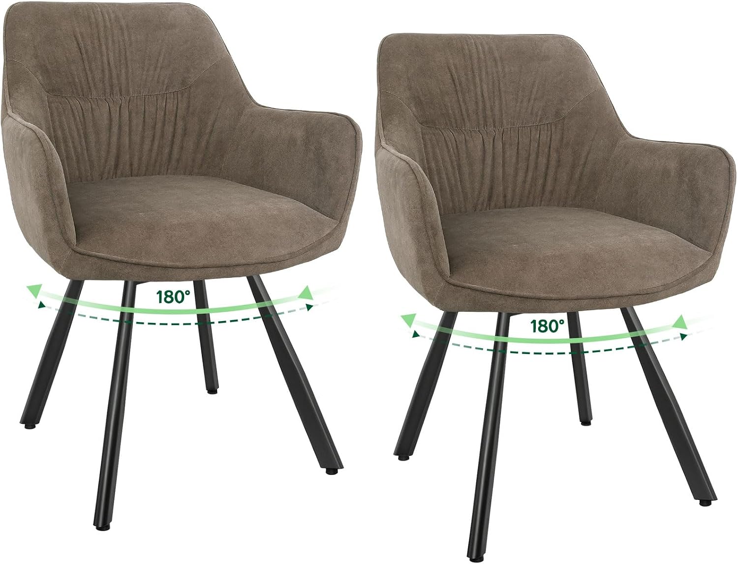 WAFTING Dining Room Chairs Set of 2 Rotatable 360  Upholstered Chair Velvet Brown