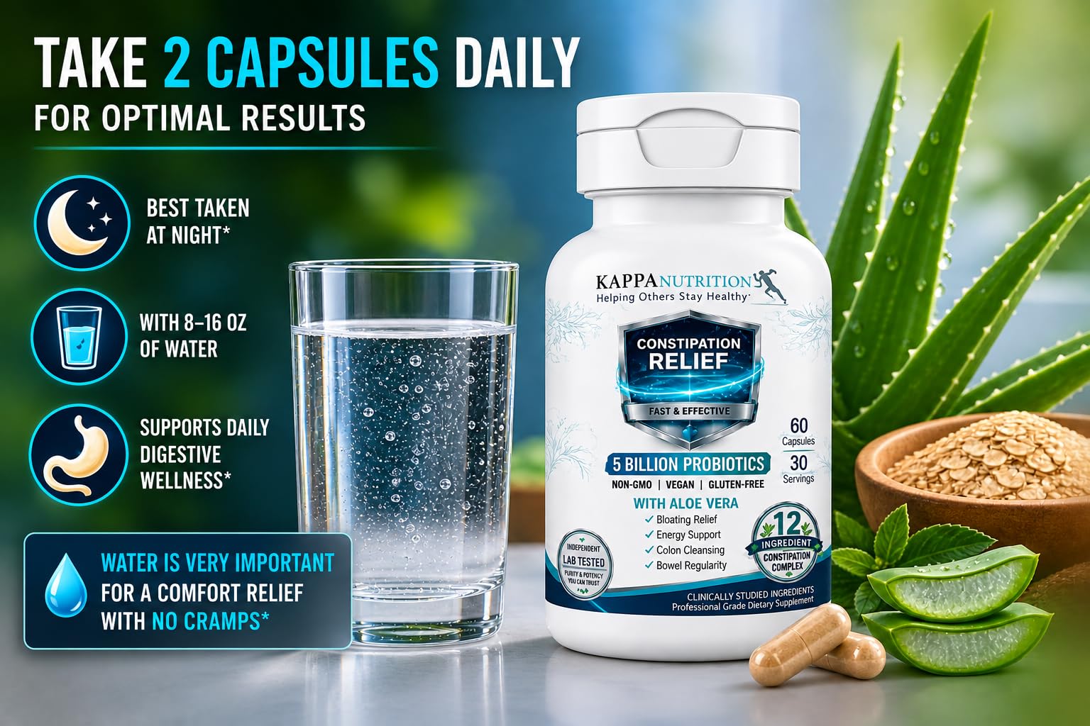 KAPPA NUTRITION Constipation Relief Supplement – Gentle Colon Cleanse for Regularity & Gut Health – Non-Habit Forming Formula with Fiber, Herbs & Probiotics (60 Count) — Amazon image 5
