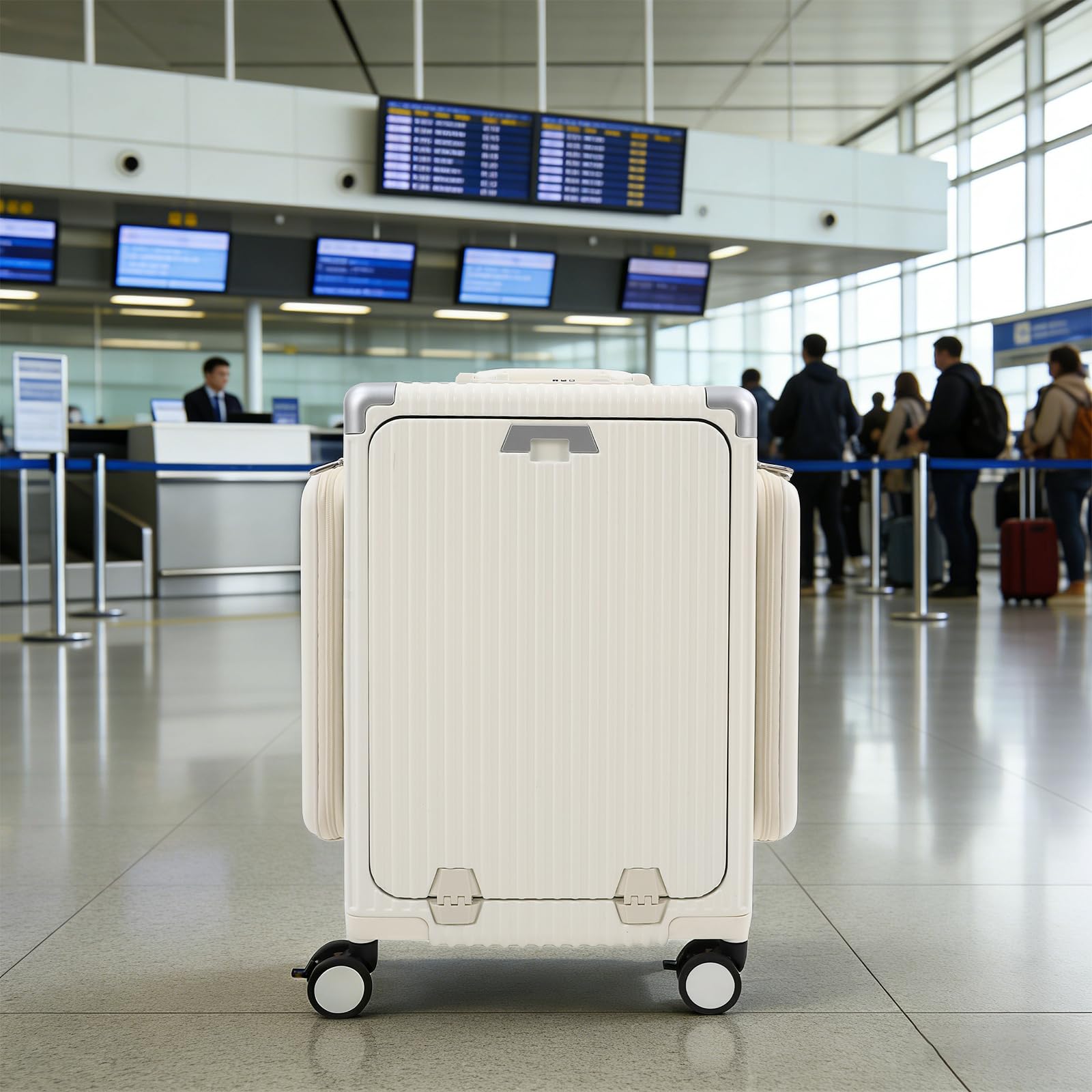 Maleta de Viaje de 20 Pulgadas, 3 Compartimentos de Apertura, Maleta de Equipaje de Mano, maletín de Equipaje, Conector USB, Cerradura de combinación TSA, Soporte para Bebidas, PC