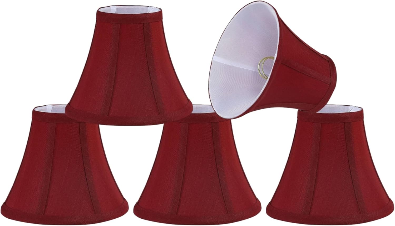 Aspen Creative 30050-5A, Bell Clip-On Chandelier Lamp Shade, Rust, 3" Top x 6" Bottom x 5" Slant Height, Set of 5