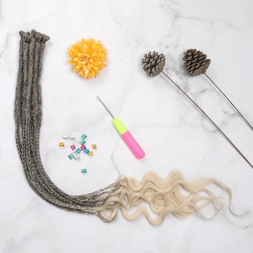 Miniatura 4 de 20 hebras de extensiones de rastas finas de 18 pulgadas, 1Bgris, suave ganchillo SE Dreads estilo reggae, pelo sintético trenzado de 0.2 in de