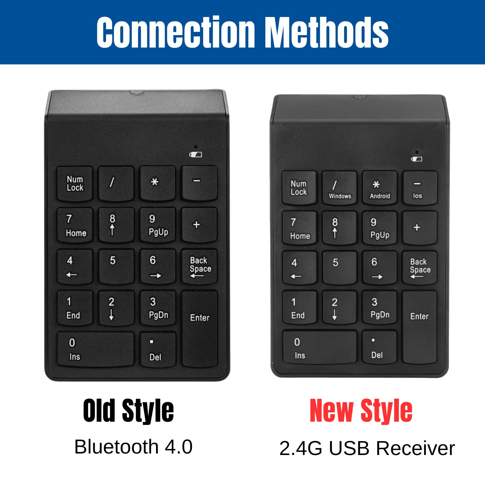 Bluetooth 4.0 NUMPad bezprzewodowy blok numeryczny ​Ergonomiczny blok numeryczny z 18 przyciskami, zasięg połączenia 10 m, do laptopa PC