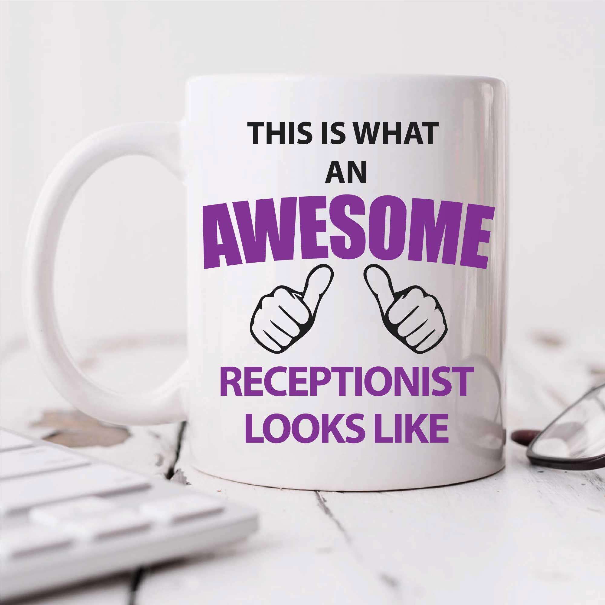 Awesome Receptionist Mug - 10oz Ceramic Novelty Mug - White - Gift Idea for Receptionists