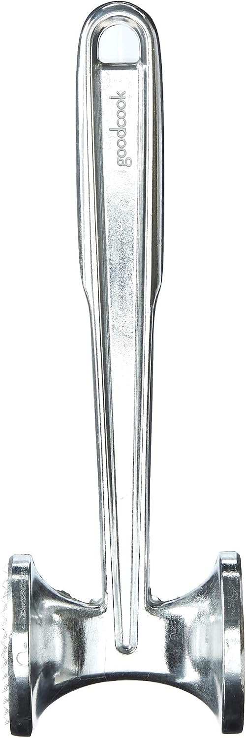 GoodCook 2 Sided Meat Tenderizer, Flat and Spiked, Strong, Sturdy Cast Aluminum Design, Silver