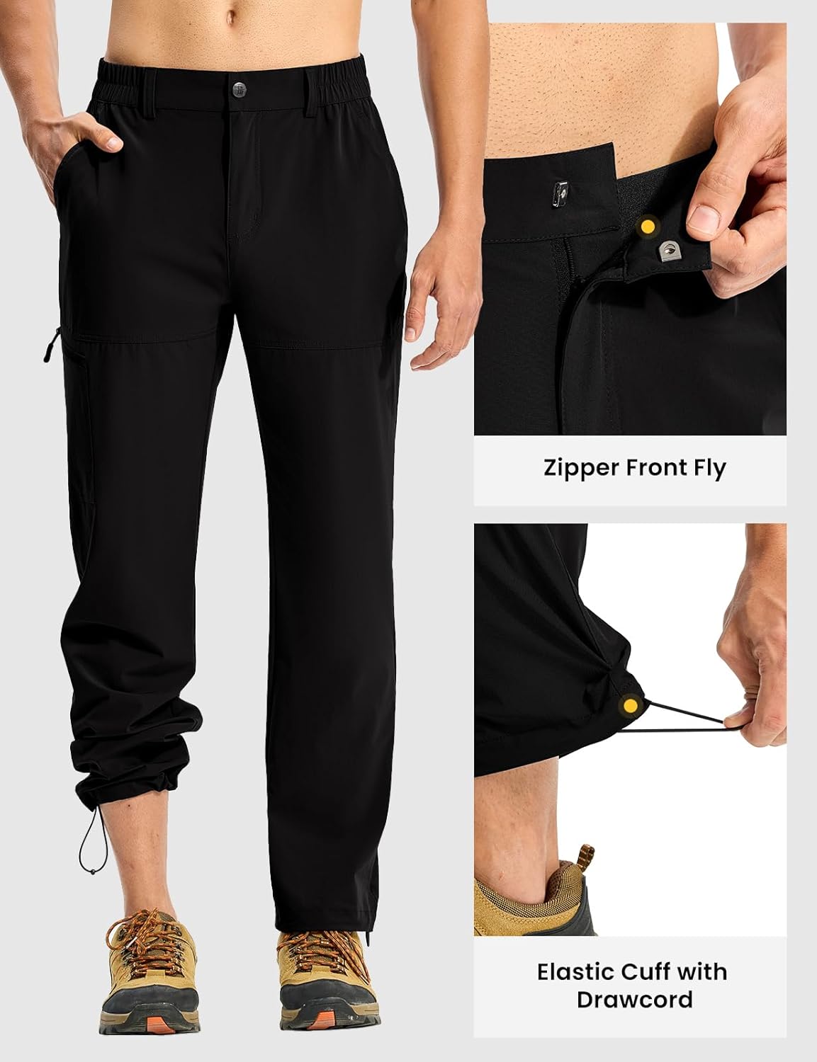 TBMPOY Men's Lightweight Hiking Pants Quick Dry 4 Pockets Stretch Water Resistant Travel Fishing Convertible Zip Cargo Jogger - Image 3