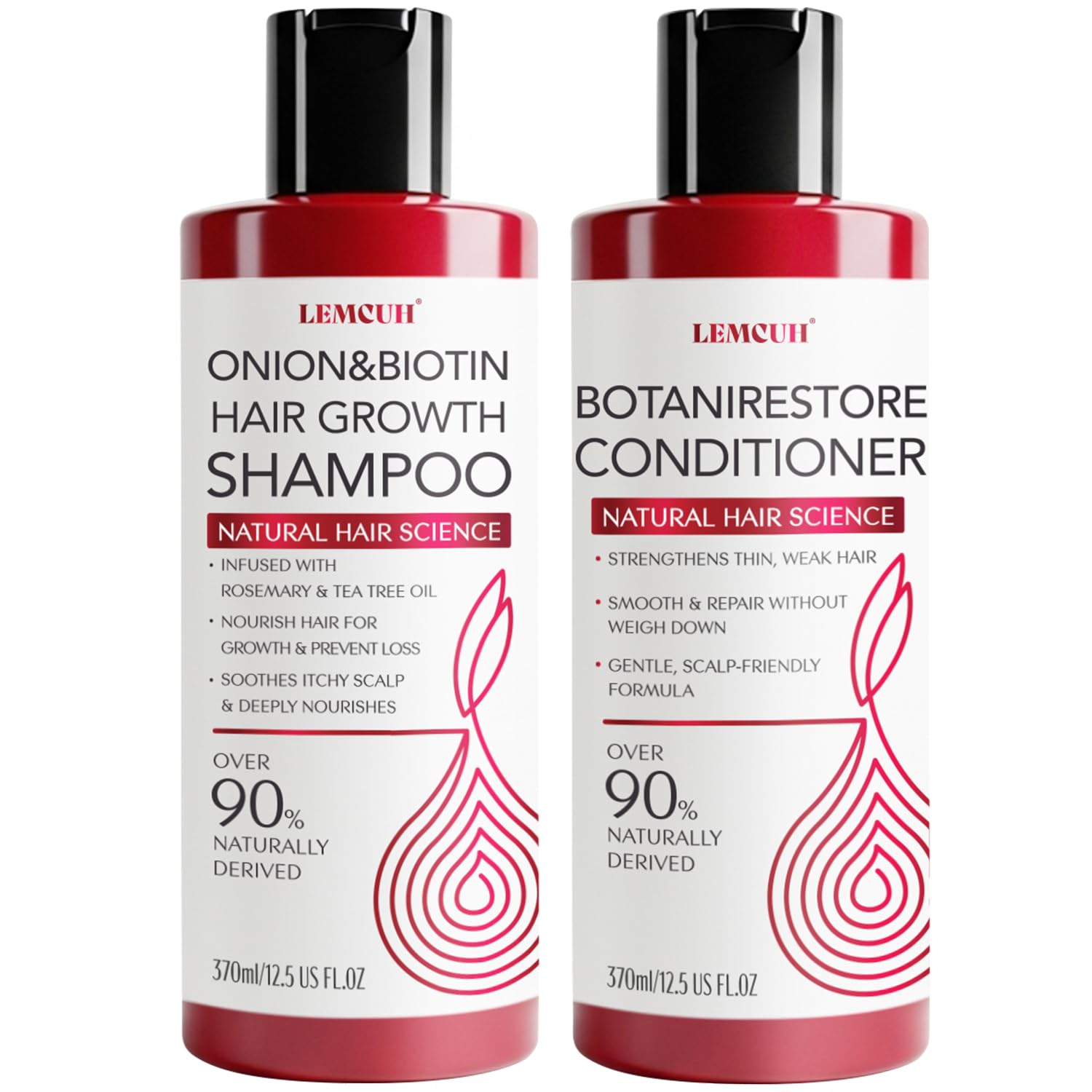 Hair Shampoo and Conditioner Set – Onion & Biotin Natural Shampoo and Conditioner for Hair Loss – To Support Thickening and Volumizing Hair and Nourishing the Scalp for Women Men