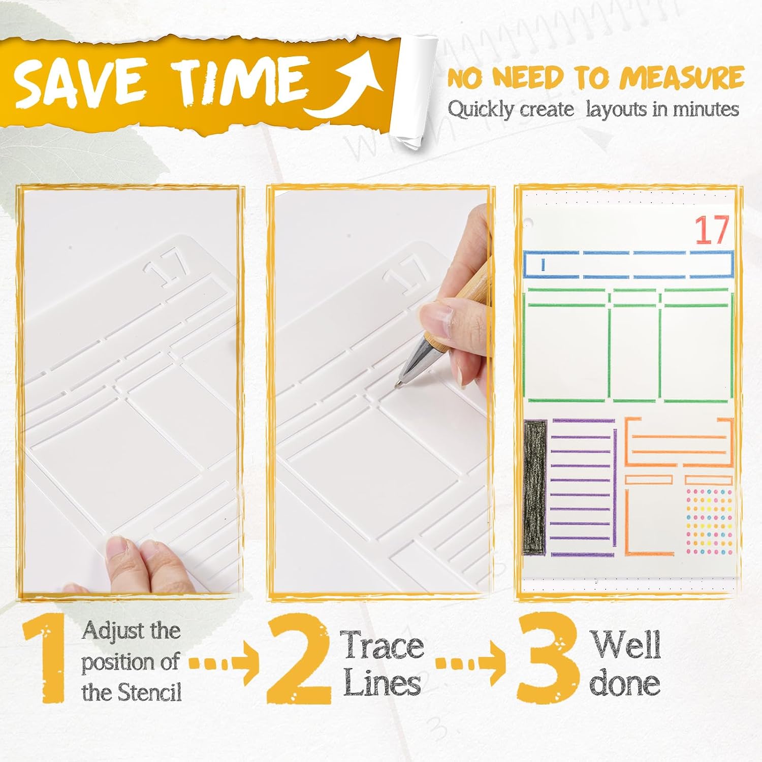 Zonon 24 Pieces Journal Stencil Set Plastic Planner Journaling Stencils Ultimate Productivity DIY Templates to Create Calendars Schedule for A5 Journal Scrapbooking Notebook(Retro Style)