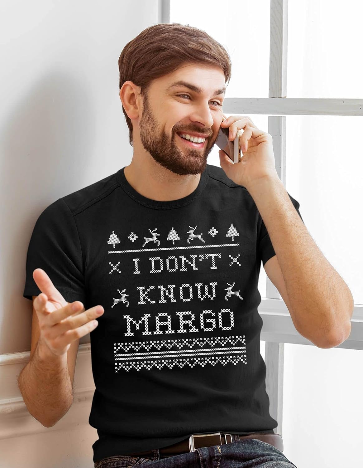 I Don't Know Margo Christmas T-Shirt for Men - Funny Ugly Costumes | Cool Graphic Tee Idea - Image 3