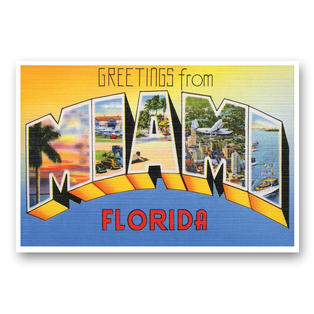 GREETINGS FROM MIAMI, FL vintage reprint postcard set of 20 identical