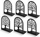 HappyHapi Book Ends, Metal Bookends for Shelves Decorative, Tree Stopper for Heavy Books, Black Ends to Hold Books for Home Office, 6.5 X 4.7 X 3.5 Inch(3 Pairs/6 Pcs, Large)