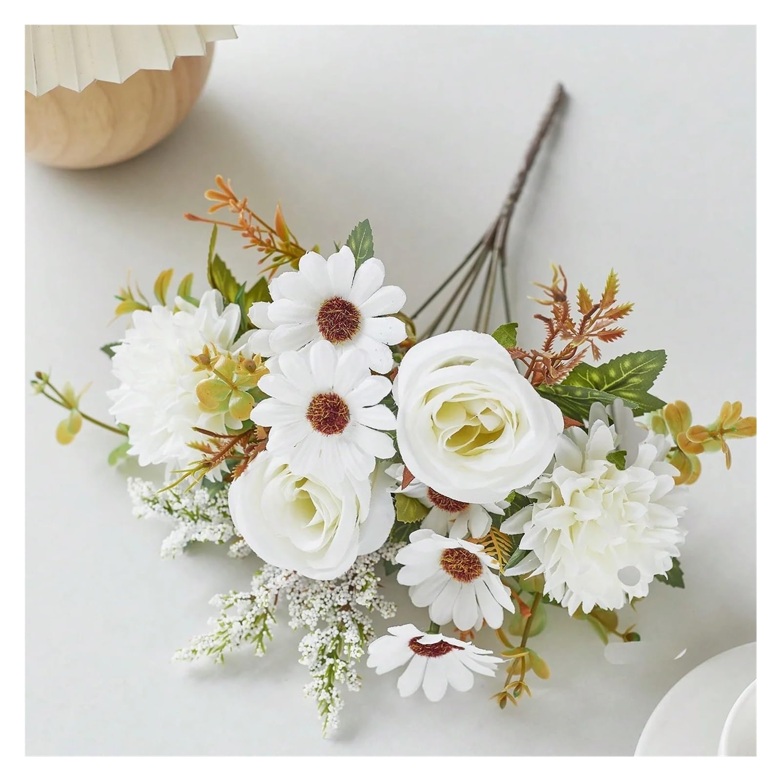 LXLAEOANG Artificial Flower Branches 1/3pcs Artificial Flowers Fake Rose Bouquet Silk Daisy Dandelion(WHITE,3pcs)
