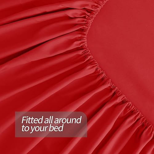 Miniatura 19 de Ersmak Juego de sábanas de tamaño matrimonial (4 piezas), sábanas de microfibra cepillada súper suave con bolsillo profundo de 16 pulgadas, juego