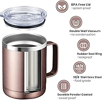 Vista 26 de MEWAY 12oz Coffee Mug With Handle 8 Pack Bulk,Stainless Steel Insulated Travel Tumblers With Sliding Lid,Double Wall Vacuum Camping Cup for Hot &