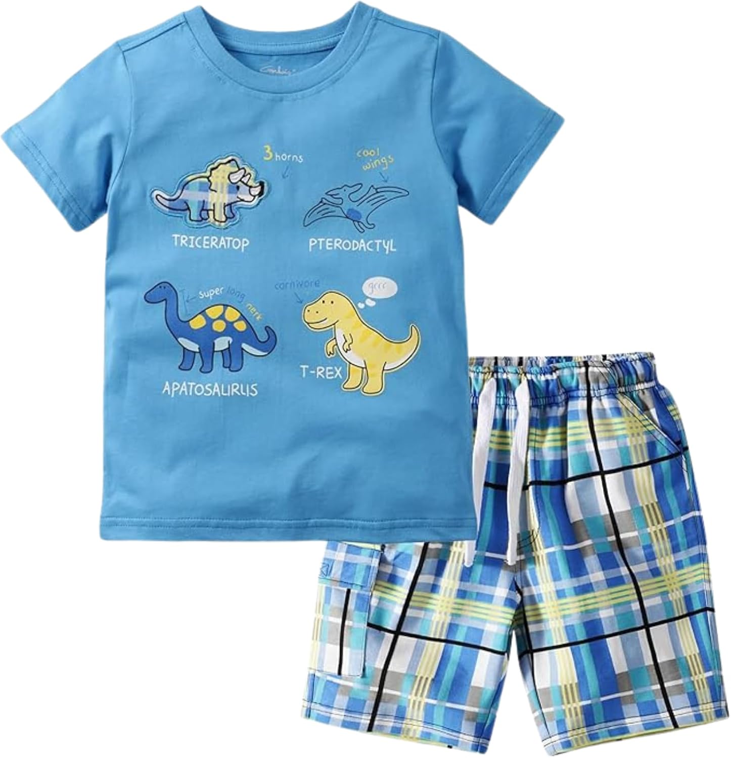 Boy Shorts Sets Dinosaur Animal Print Shirt Summer Outfits Set 2pcs Casual Clothes