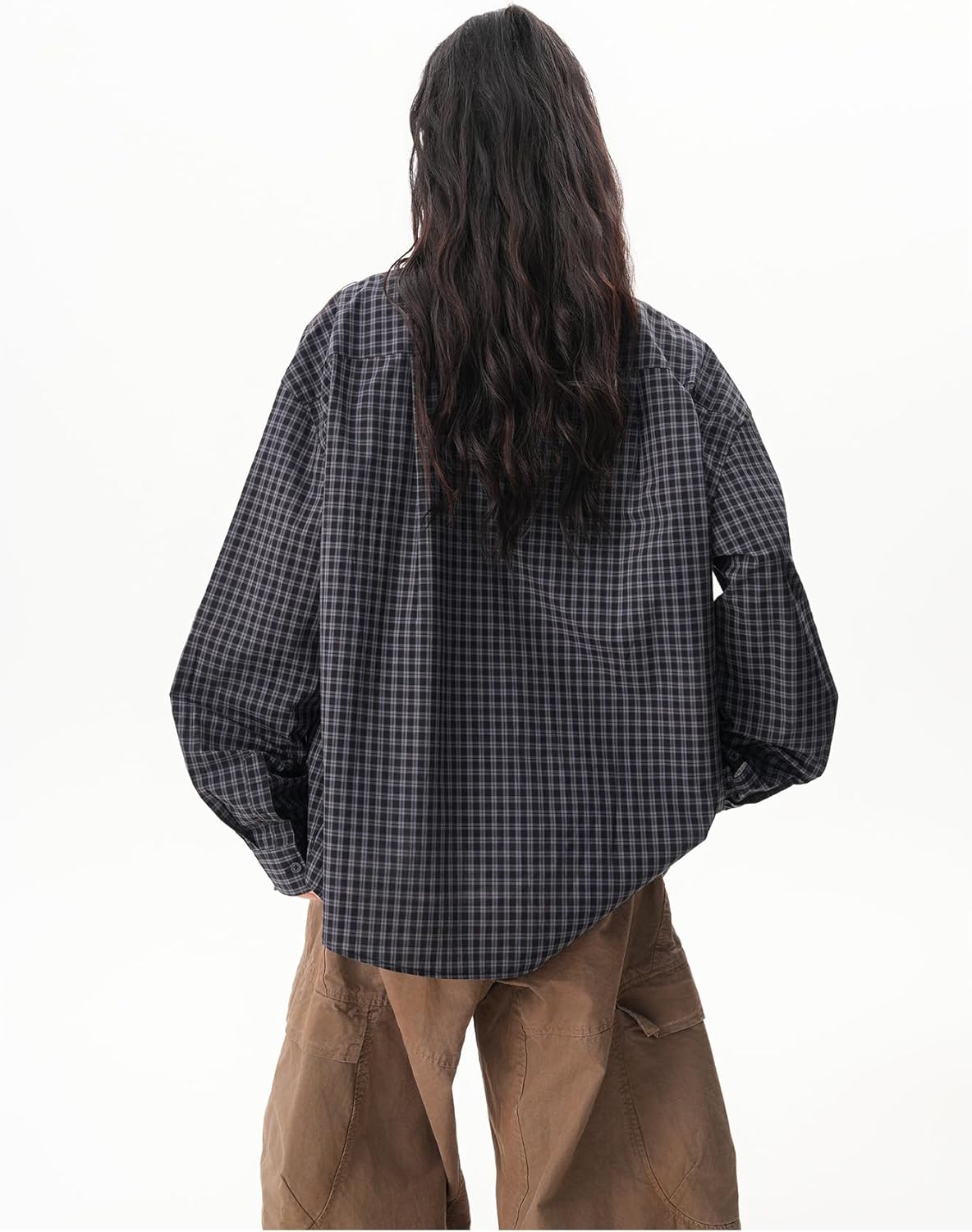 Women's Plaid Long Sleeve Shirt Unisex Commuting Shirts for Women