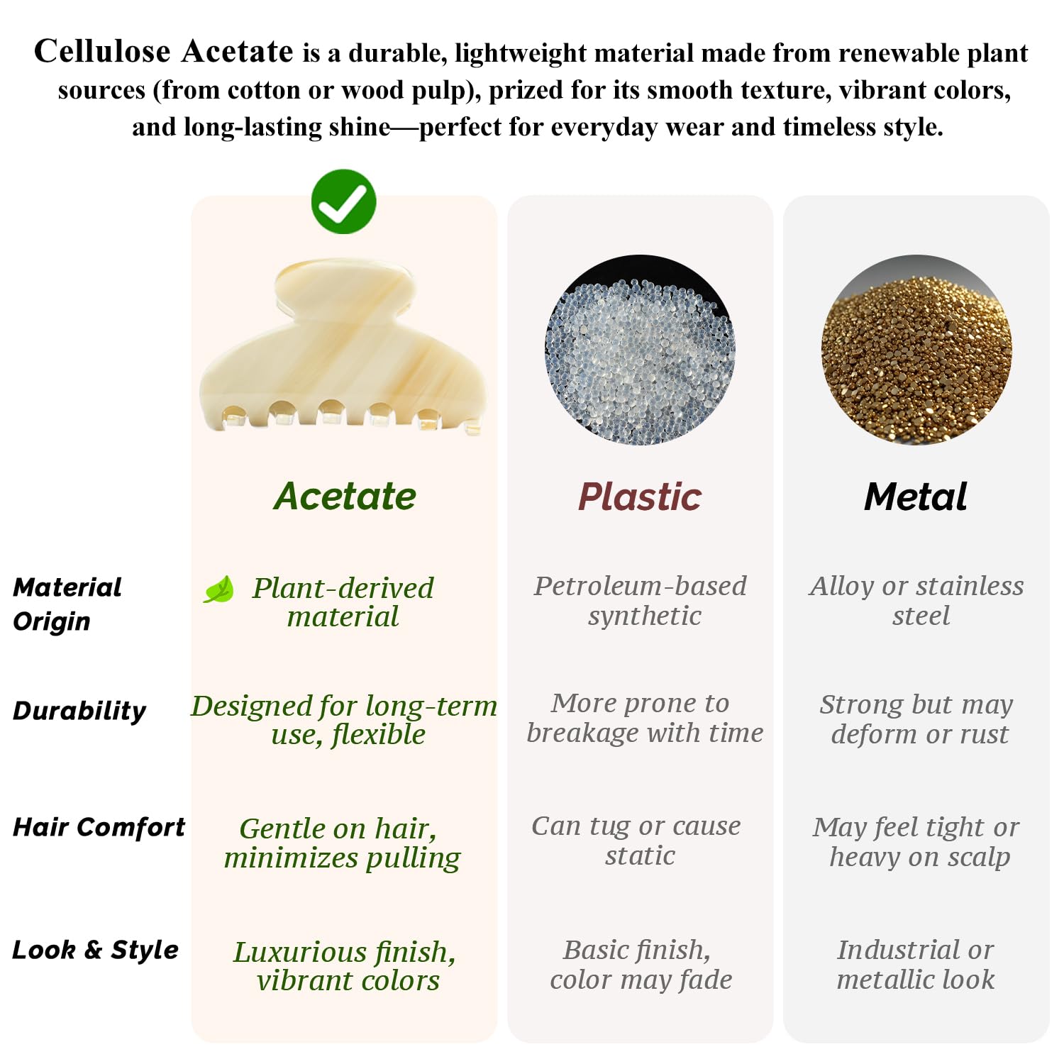 MAORULU Medium Cute Acetate Hair Claw Clip for Women Girls, 3 Inch Cream White Claw Clips for Thin & Medium Thick Hair, Durable French Banana Clip with Gift Box, Celluloid Accessories - Image 3