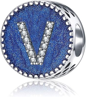 925 Sterling Silver Letter Charms for Pandora Bracelets Blue Enamel Alphabet Initial Beads Jewelry Gift for Women