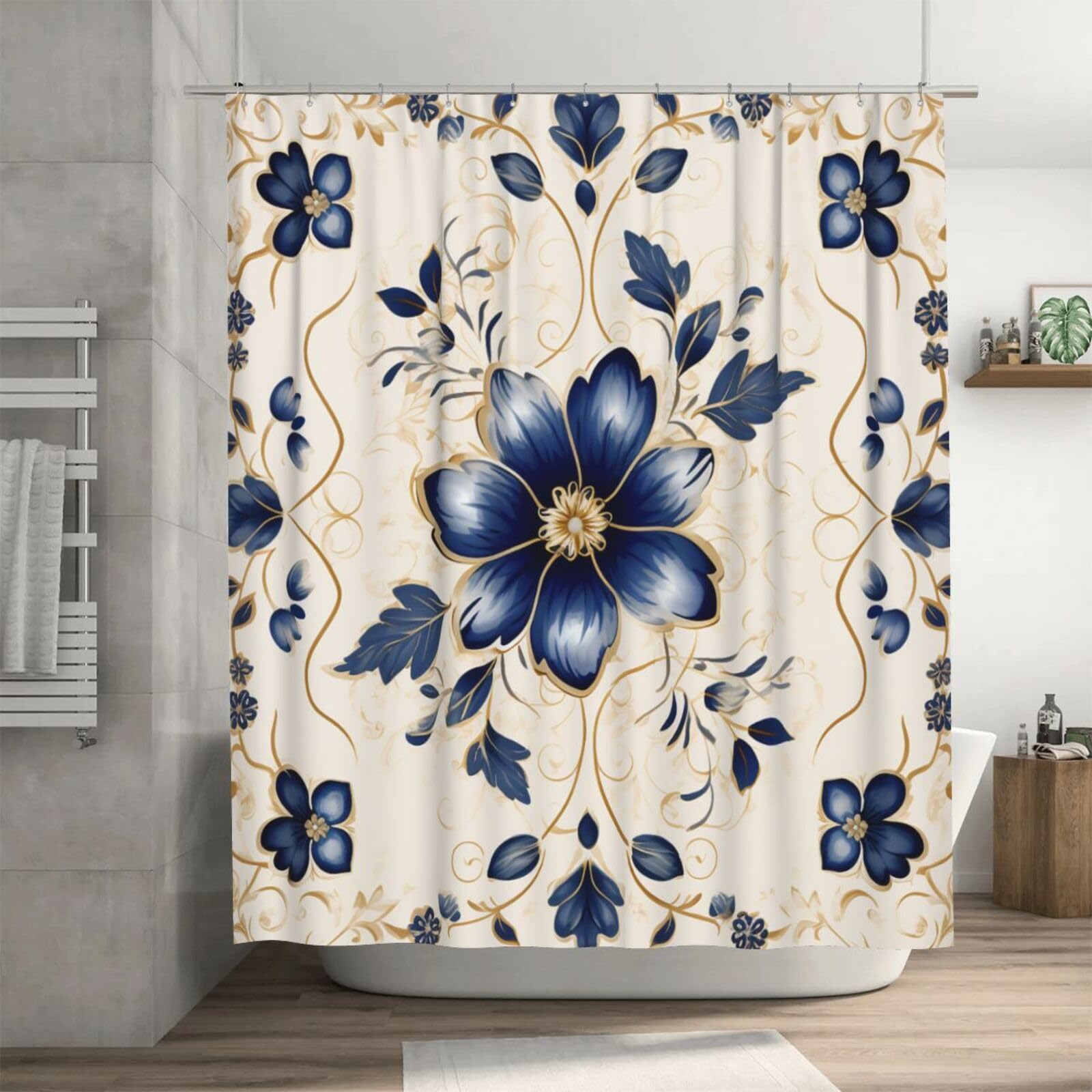 Rideau de douche imperméable épais beige avec 12 crochets de salle de bain 182 cm