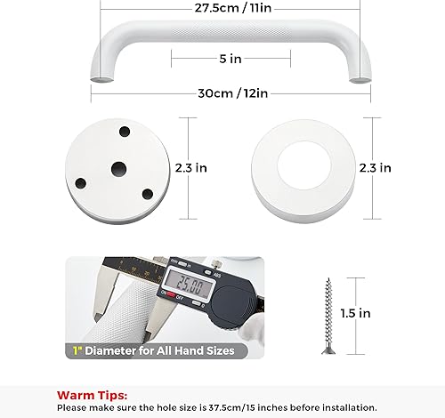 Miniatura 4 de Paquete de 2 barras de agarre para mango de ducha, barras de agarre antideslizantes de 12 pulgadas para personas mayores, barras de agarre