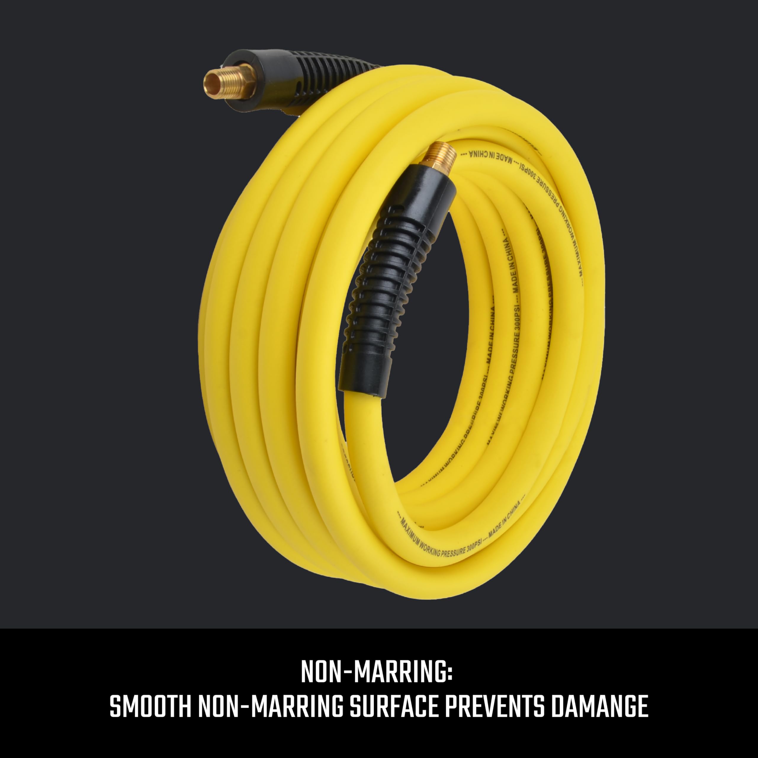 CRAFTSMAN - Manguera de aire híbrida de polietileno de 0,9 cm x 7,6 m, 300 psi, ligera, resistente a las arrugas con limitadores de curvatura