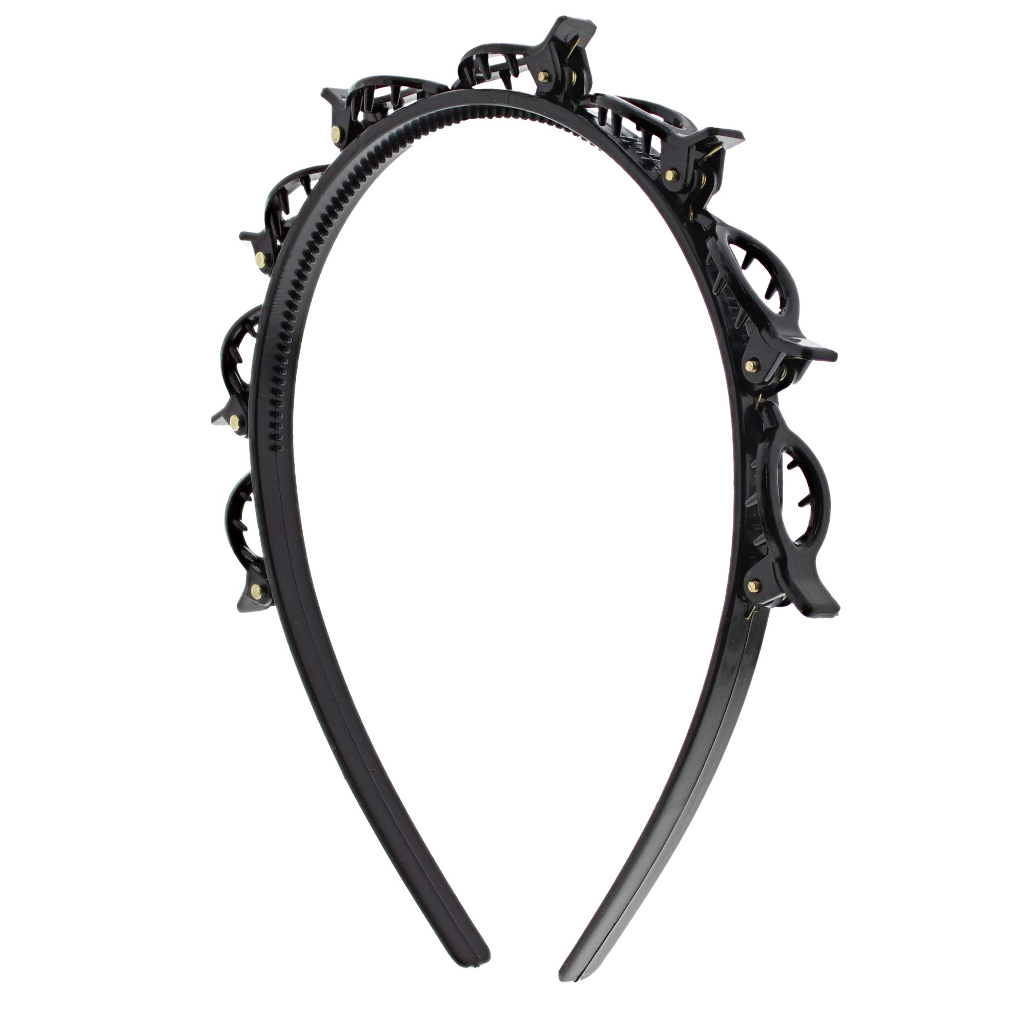 Zac's Alter Ego DIY Bang Black Hairband Clip Hairpin Hairdisk Double Layer Twist Plait Headband Hair Tools with 8 Small Alligator Clips