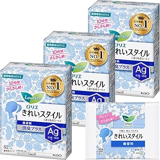 ロリエ きれいスタイル 消臭 無香料 62コ入×3個セット(186個)+おまけ付き 【Amazon.co.jp限定】