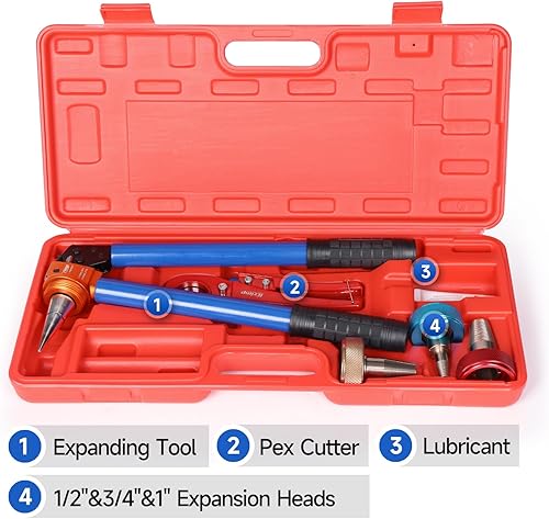 Miniatura 2 de iCrimp Kit de herramientas de expansión manual con cabezales de expansión de rotación automática, herramienta expansora de mango extensible para