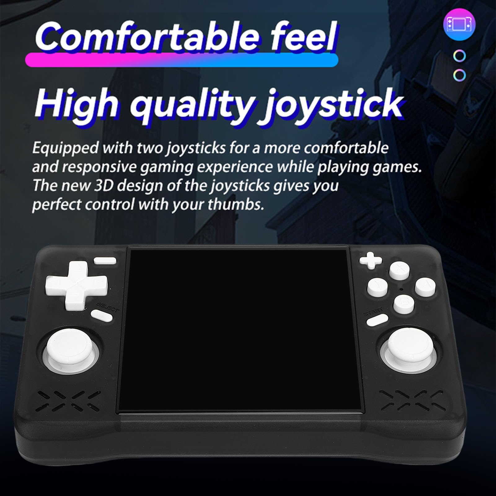 Denash Retro Handheld Game Console, 4 "HD Bildschirm, RK3326 1,5 GHz, 4000 MAH Akkus Tragbarer Wiederaufladbarer Spielkonsol für Heimreisen (64GB)