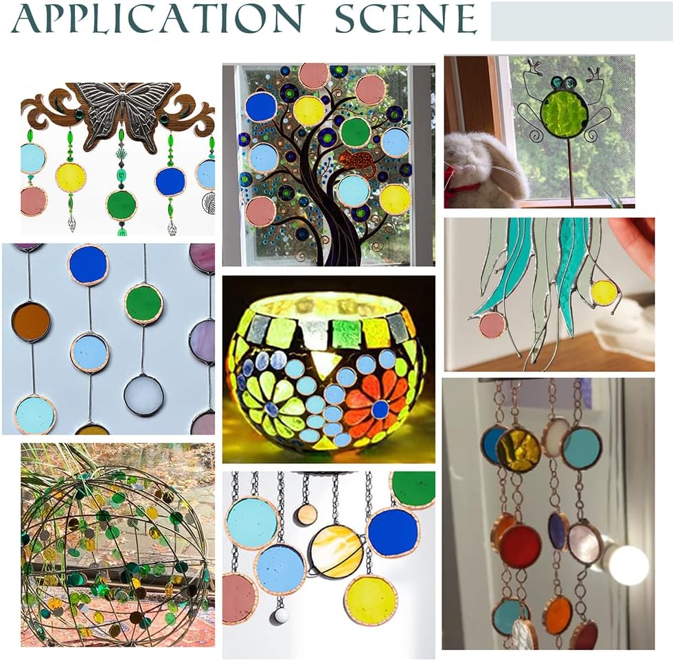 OLYCRAFT 36pcs 6 Colors Round Glass Mosaic Tiles 1 Inch Crystal Mosaic Glass Pieces Window Hangings Ornament Mosaic Tiles Pieces for DIY Mosaic Art Crafts Home Decoration - Mixed Color