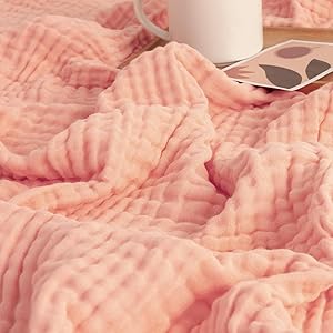 EMME Musselin-Decke Erwachsene 100% Baumwolle, 230 x 230 cm Rosa Sommer-Überwurf Decken für Couch, atmungsaktive Gaze-Decke alle Jahreszeiten, weich und leicht vorgewaschene Baumwolldecke