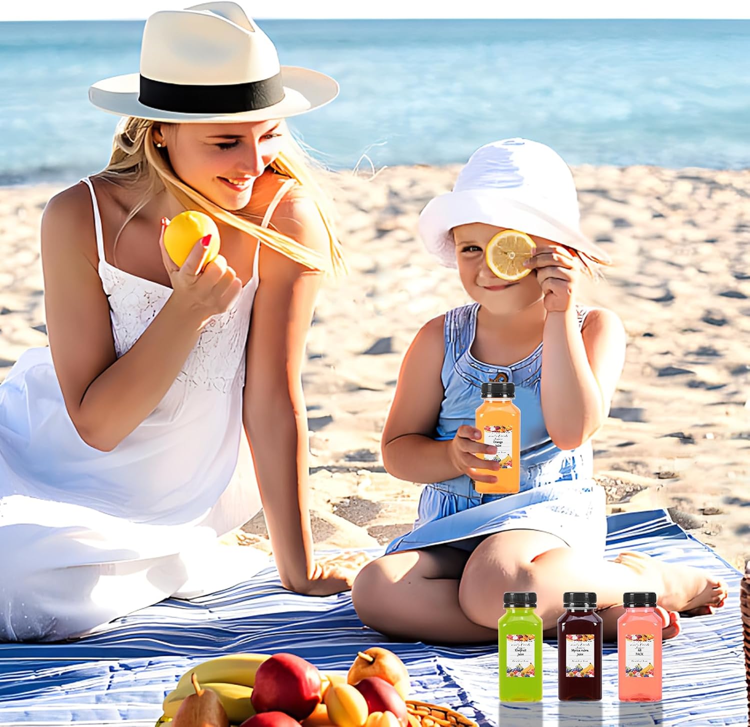 Janisfirst 48Pcs 8 oz Empty Plastic Juice Bottles with Caps,Reusable Clear Homemade Water Bottles Containers with Black Tamper Evident Caps for Juicing, Smoothie, Milk,Drinking and Other Beverages