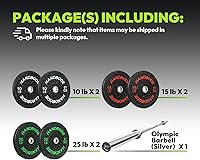 Vista 2 de Olympic High-Bounce Bumper Plates Bench Press Barbell Weights Set 2 - Inch, 10-55 lb Rubber Weight Sets for Home Gym, Strength Training Plate